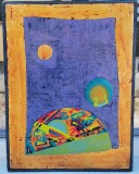 Tablou Modernist Pictura in ulei si foita de aur pe p&acirc;nză 42x32cm