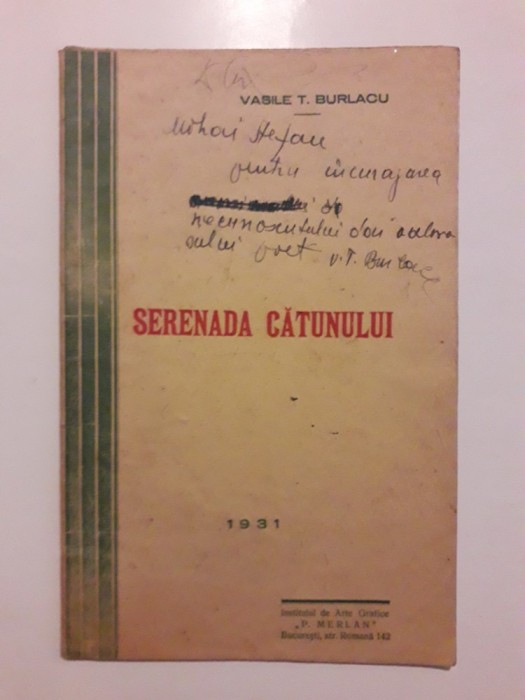 Serenada catunului - Vasile T. Burlacu (autograf) / R3S