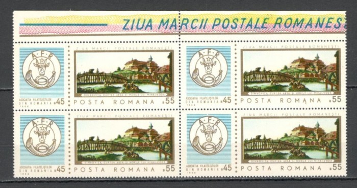 Romania.1968 Ziua marcii postale-Pictura bloc 4 YR.405