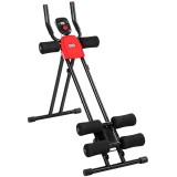 SPORTNOW Mașină Abdomene Pliabilă cu Monitor LCD pentru Antrenament Corporal Complet Acasă Roșu și Negru | Aosom Romania