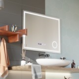 Oglinda LED Touch NIVERA Sistem Dezaburire, Ceas si Temperatura 80x60 cm Lupa Cosmetica ModernLight Concept