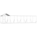 Cumpara ieftin Padoc exterior cu acoperis argintiu 10x2x2,5 m otel galvanizat