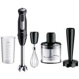 Mixer vertical Braun MQ55307M, 1000 W, 25 trepte viteza, Functie Turbo, Tocator 500 ml, Accesoriu piure, Pahar gradat 600 ml, Tel, Negru/Inox