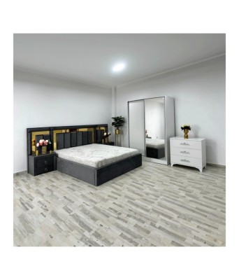 DORMITOR VEN06 GRI + COMODA foto