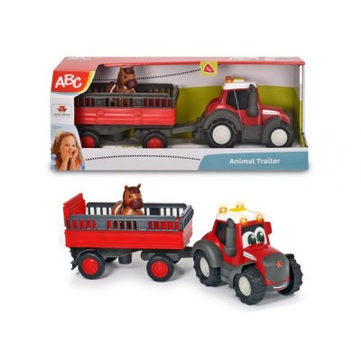 TRACTORAS CU REMORCA PENTRU ANIMALE CU FIGURINA CALUT foto