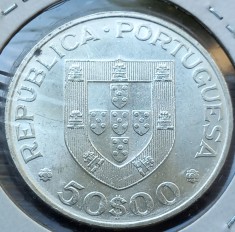 (A420) MONEDA DIN ARGINT PORTUGALIA - 50 ESCUDOS 1969, MARESALUL CARMONA foto