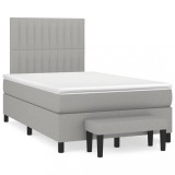 vidaXL Pat box spring cu saltea, gri deschis, 120x190 cm, textil 3270369