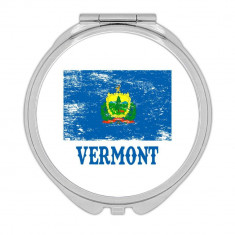 Vermont : Cadou Oglinda compacta : Flag Distressed Souvenir State SUA Coleg de Craciun foto