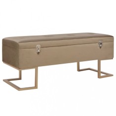 vidaXL Banchetă cu un compartiment de depozitare bej 105 cm catifea