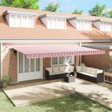 vidaXL Marchiză Retractabilă Automată cu LED Dungi Roșii și Albe 600x300 cm
