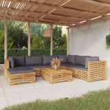VidaXL Set mobilier grădină cu perne, 8 piese, lemn masiv de tec