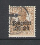 Germania ocupatie Tarile baltice&ndash; 15 Pf &bdquo;Postgebiet Ob. Ost&rdquo;, supratipar &ndash; obliterat-A68