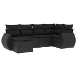Cumpara ieftin Set mobilier de gradina cu perne, 6 piese, negru, poliratan