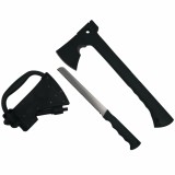 Topor Multifunctional Ideallstore Survivor Futuristic Survival, Otel Inoxidabil, Negru, 35.5cm, Teaca &amp; Cutit Inclus