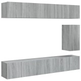 Cumpara ieftin Set comode TV, 7 piese, gri sonoma, lemn compozit