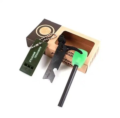 Set Amnar pentru camping si Fluier DEPOX&amp;reg;, Ultimate Survival, otel inoxidabil, 11 cm foto