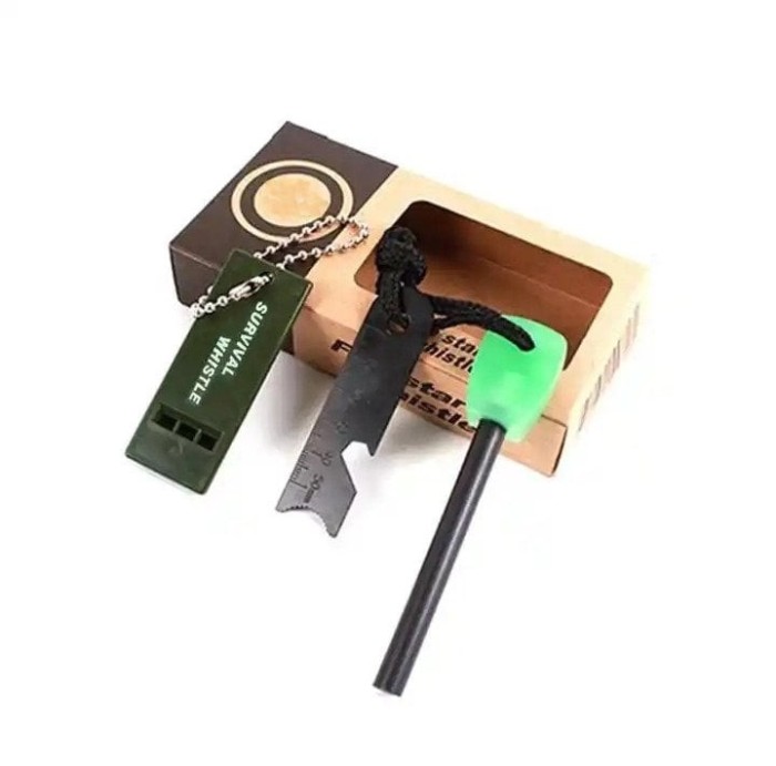 Set Amnar pentru camping si Fluier DEPOX&reg;, Ultimate Survival, otel inoxidabil, 11 cm