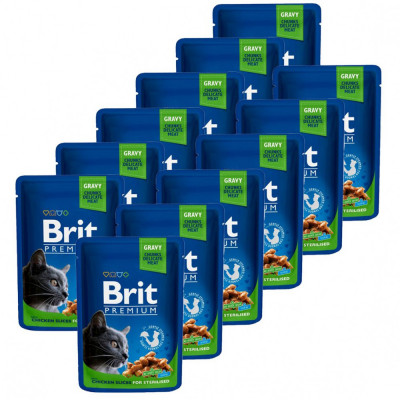 Pliculeț BRIT Premium Cat Chicken Slices for Sterilised 12 x 100 g foto