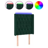 Cumpara ieftin Tablie de pat cu LED, verde inchis, 83x16x118/128 cm, catifea