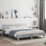 Cumpara ieftin Cadru de pat cu tăblie și LED, gri beton, 160x200 cm