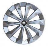 Cumpara ieftin Set 4 capace roti pentru Skoda Nou Alb-Negru, model Fame Gray, R16, Autohelix MSA