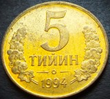 Cumpara ieftin Moneda exotica 5 TIYIN - UZBEKISTAN, anul 1994 *cod 5399 = UNC