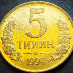 Moneda exotica 5 TIYIN - UZBEKISTAN, anul 1994 *cod 5399 = UNC