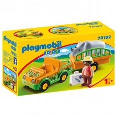 Set de joaca Playmobil 1.2.3, Masina Zoo Cu Rinocer foto