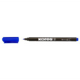 Marker Permanent Kores, Varf Rotund, 1 mm, Albastru, pentru CD/DVD, Markere Permanente, Marker Albastru Permanent, Markere Albastre Permanente, Marker