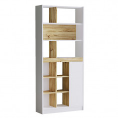 Biblioteca Zest culoare alb - sonoma 75.5x25x170cm