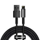 CABLU alimentare si date Baseus Tungsten Gold,Fast Charging Data Cable pt. smartphone,USB la Lightning 2.4A, braided,2m, rezistent zgarieturi,negru &quot;C
