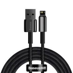 CABLU alimentare si date Baseus Tungsten Gold,Fast Charging Data Cable pt. smartphone,USB la Lightning 2.4A, braided,2m, rezistent zgarieturi,negru &quot;C