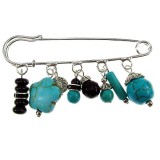 Brosa ac de siguranta supradimensionat cu turcoaze si onix