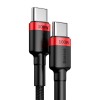 CABLU alimentare si date Baseus Cafule, Fast Charging Data Cable pt. smartphone, USB Type-C la USB Type-C PD2.0, 100W, braided, 2m, rosu + negru &quot;CATK