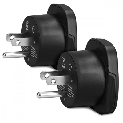 Set 2 Adaptoare universale de calatorie tip B, Kwmobile, Negru, Plastic, 42945 foto