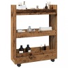 vidaXL Carucior Depozitare Ingust 3 Niveluri Lemn Vechi, 60x22x80 cm, Roti Pivotante cu Frana, Maro