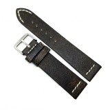 Curea Ceas &bdquo;Obsidian Heritage&rdquo; &ndash; Piele Naturală Negru Vintage (18mm, 20mm, 22mm)