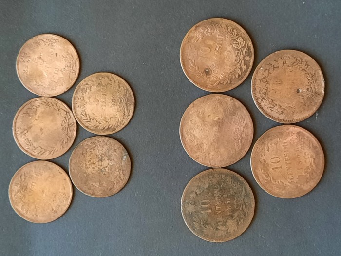 Lot Italia: 5 x 5 Centesimi si 5 x 10 Centesimi 1861-1893 - G 4569