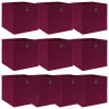 Cutii depozitare, 10 buc., rosu &icirc;nchis, 32x32x32 cm, textil GartenMobel Dekor, vidaXL