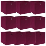 Set 10 Cutii Depozitare Gossi, 32x32x32 cm, Textil, Rosu Inchis, Pliabile, Organizator Casa