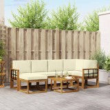 vidaXL Set de canapele de exterior cu pernă 7 pcs Natural și Crem 3366683