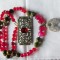 Colier agate bicolore, nou, inchizatoare argint , brosa noua cristale
