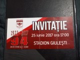 Invitatie aniverasre 94 ani Rapid