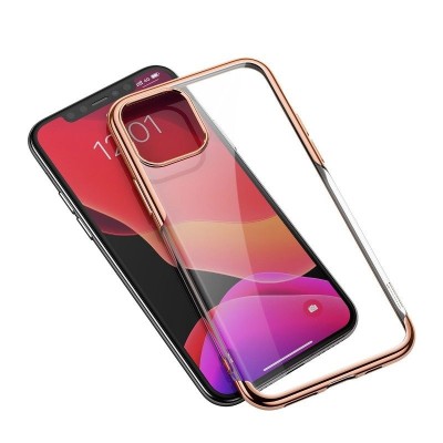 Husa Apple iPhone 11 Pro Max, Baseus Shining Case, 6.5 inch, Transparent / Auriu foto