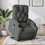 vidaXL Fotoliu de masaj rabatabil cu ridicare, gri &icirc;nchis, textil