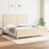 VidaXL Cadru de pat cu tăblie, crem, 180x200 cm, textil