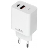 Incarcator Retea MaXlife MXTC-13-20AC, 20W, 3A, 1 x USB-A - 1 x USB-C, Alb