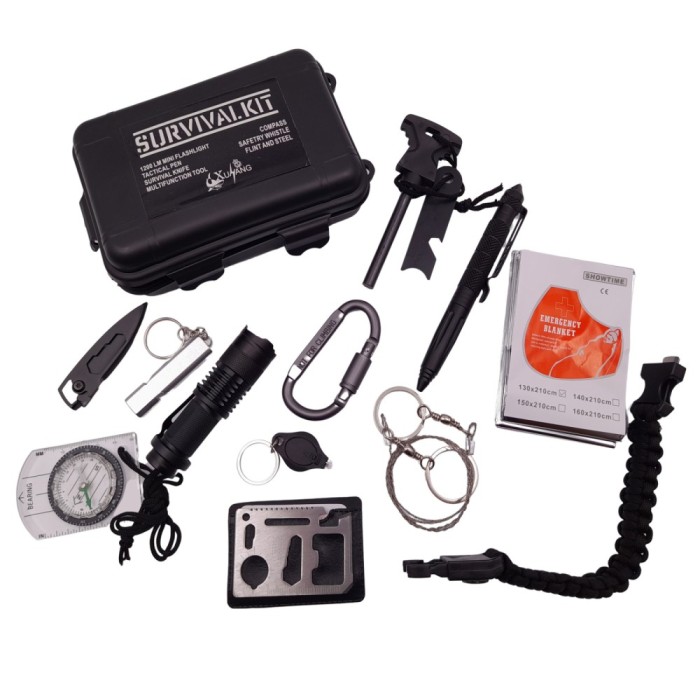 Kit de supravietuire DEPOX&reg;, Self Saviour, 12 elemente multifunctionale, negru