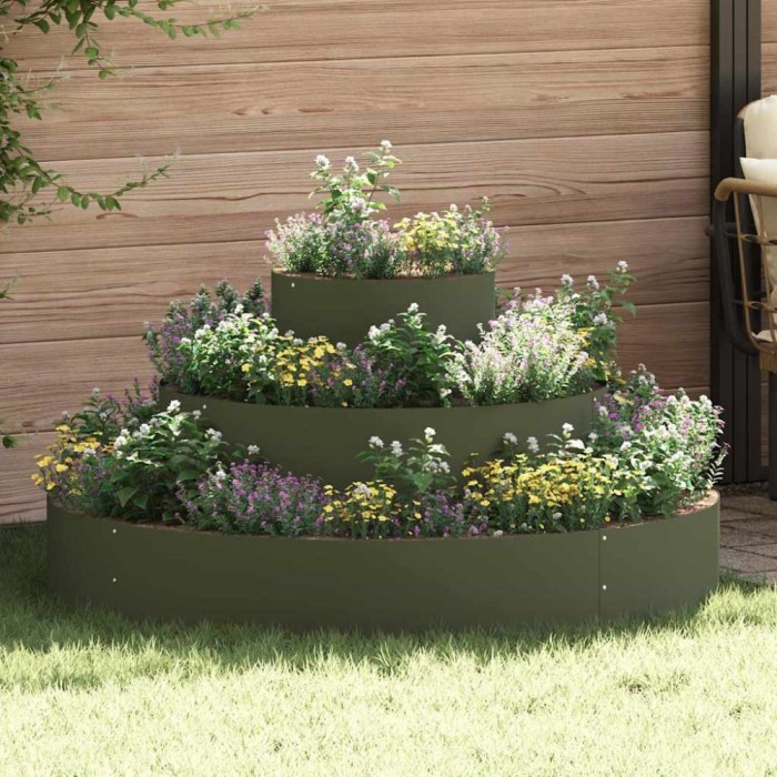 vidaXL Vază pentru Grădină Olivengr&oslash;nn 120 x 120 x 20 cm Oțel