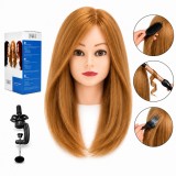 Cap manechin coafură Jessica cu păr natural 40 cm și suport